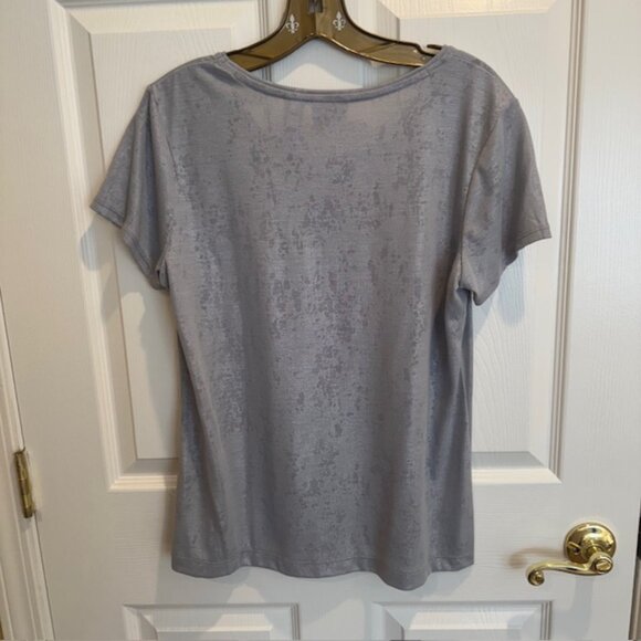 Zenergy by Chicos Sparkly Tee Shirt, Size 1, Gray/Silver - Picture 4 of 5